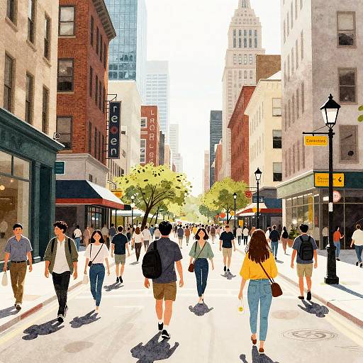 Whimsical Urban Street Illustration