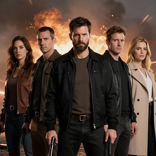 Intense Standoff: Five Armed Figures