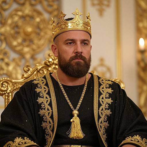 Regal Bearded Man with Golden Crown