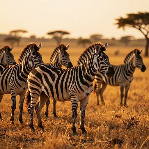 Sunset Zebras in Golden Savannah