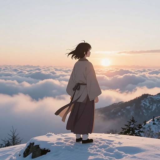 Yukimimi on Snowy Mountain Sunrise