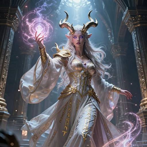 Female Minotaur Mage in Ruined Temple