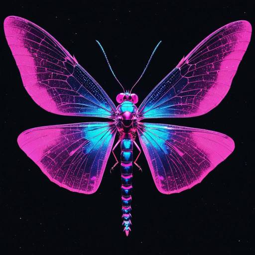 Iridescent Dragonfly with Radioactive Glow