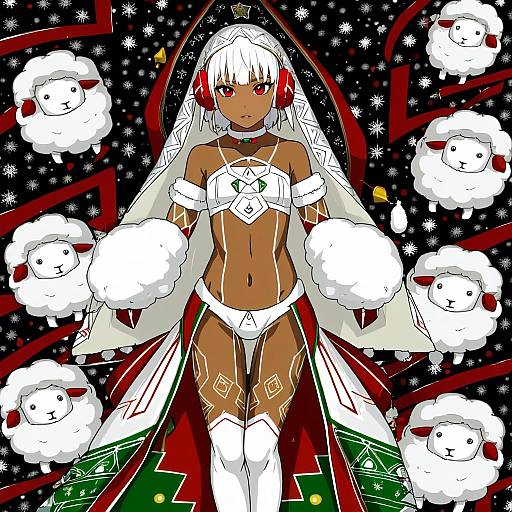 Illustration of Altera the santa (fate), fate (series) in the style of Morisobo