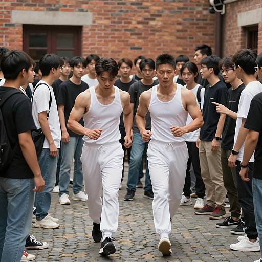 Dynamic Scene in a Crowded Courtyard