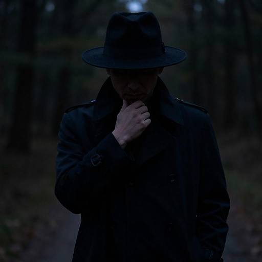 Mysterious Figure in Dim Forest