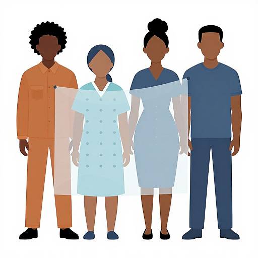 Illustration of Black Individuals with Organza Overlay