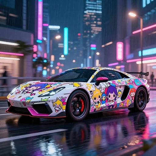 Vibrant Anime Sticker Sports Car