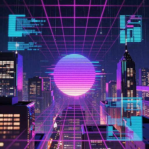 Y2K Cyberpunk Neon Cityscape