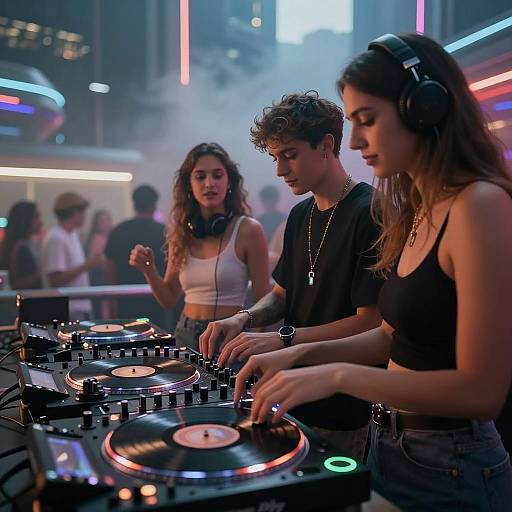 Young DJs at Futuristic Rooftop Party