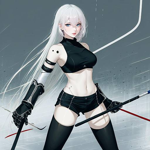 Illustration of A2 (nier:automata), nier (series) in the style of Shiratama (hockey)