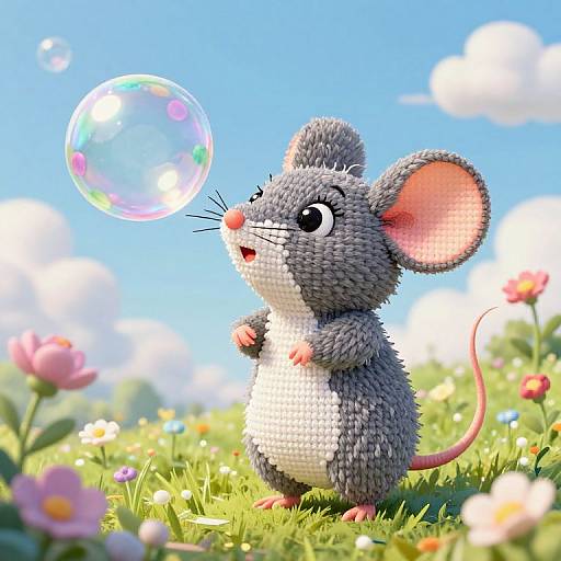 Whimsical Anthropomorphic Mouse Cross-Stitch