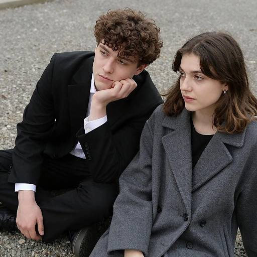 Thoughtful Young Couple Sitting Outdoors