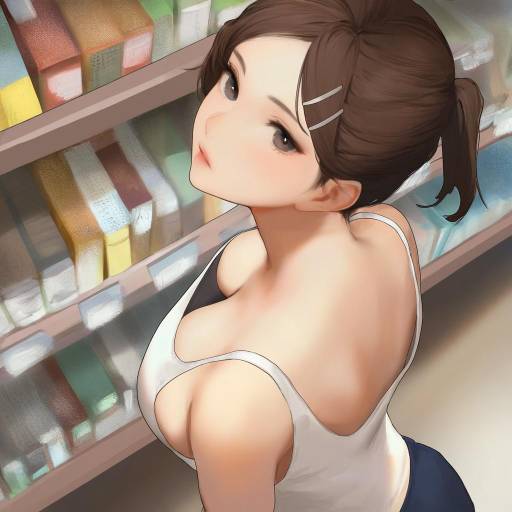 Anime Girl in White Tank Top at Bookstore