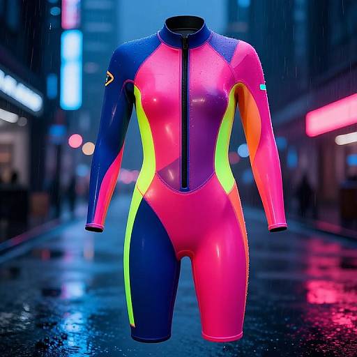 Cyberpunk Neon Latex Wetsuit Fashion
