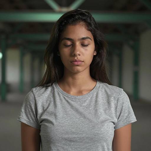 Young woman meditating with eyes closed