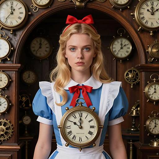 Alice in Wonderland Inspired Steampunk Clock Portrait