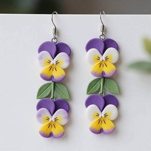 Elegant Polymer Clay Pansy Earrings