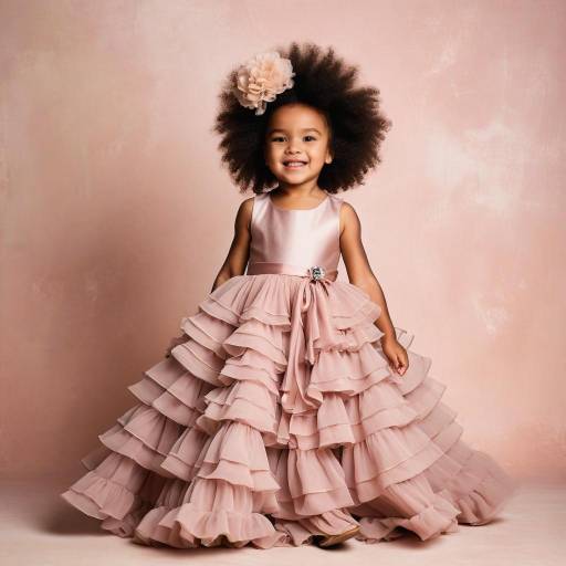Smiling Little Girl in Pink Ruffled Dress