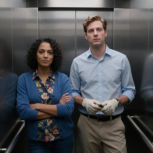 Dimly Lit Elevator Couple Portrait