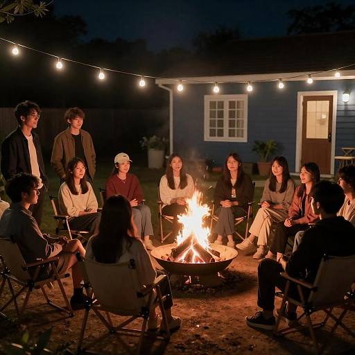 Cozy Campfire Gathering at Night