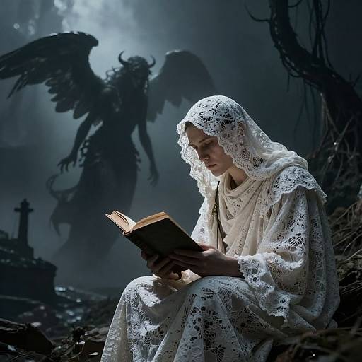 Monk Reading Amid Apocalypse