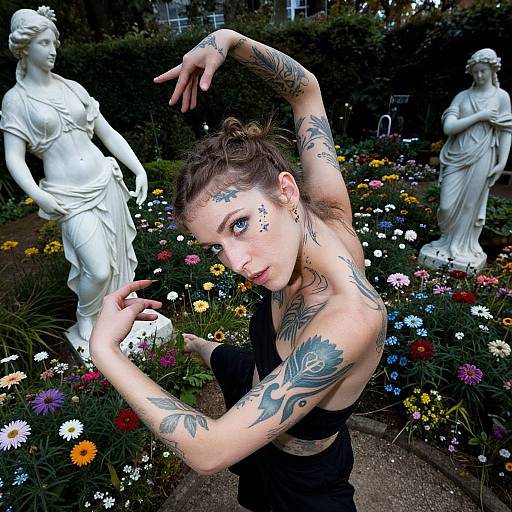 Photorealistic Portrait of Tattooed Performer