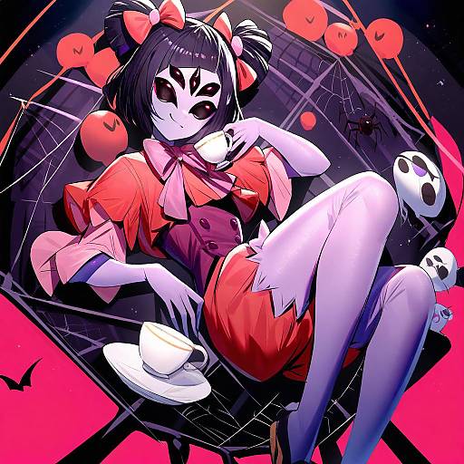 Illustration of Muffet, undertale in the style of Ririko (zhuoyandesailaer)