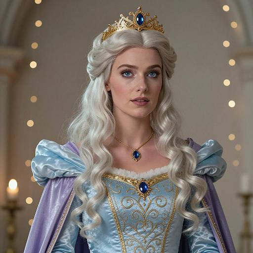 Fantasy Princess with Gold Tiara and Blue Gown