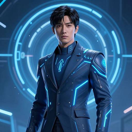 Futuristic Sci-Fi Character with Glowing Lights