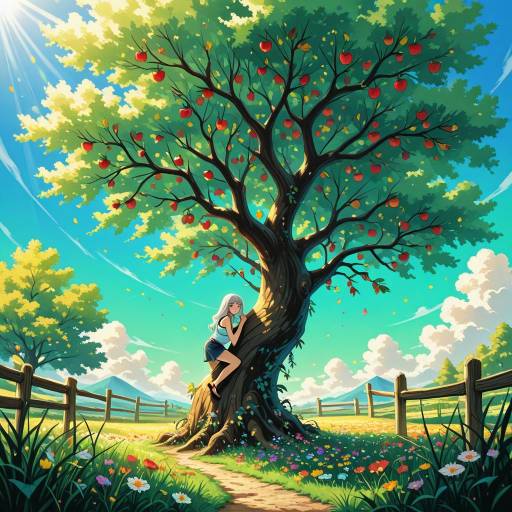 Adventurous Man Climbing Apple Trees Adventurous Man Climbing Apple Trees