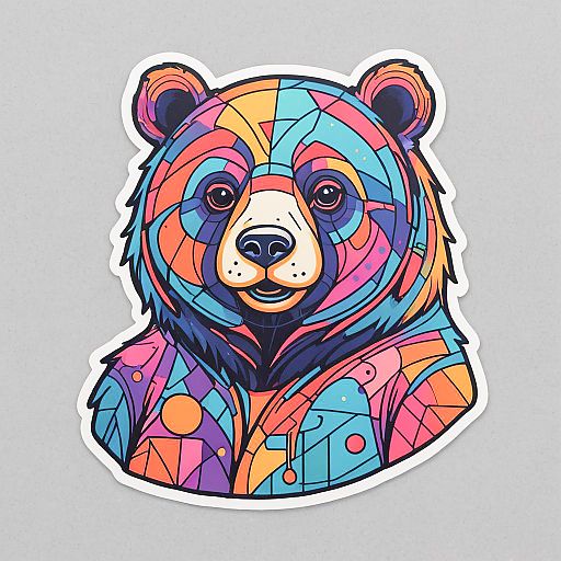 Vibrant Bear Mascot Sticker Design Vibrant Bear Mascot Sticker Design