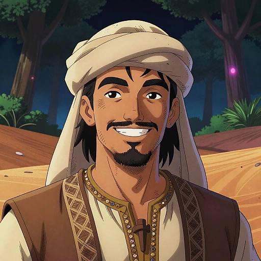 Neon Desert Nomad Comic Portrait