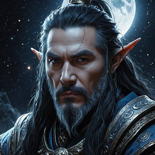 Celestial Sorcerer Portrait with Moonlit Background