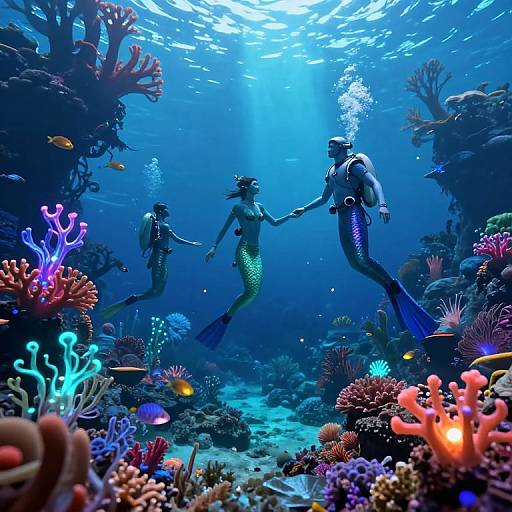 Enchanted Underwater Realm with Merpeople