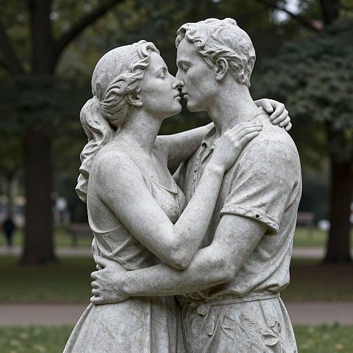 Tender Couple Kissing Sculpture