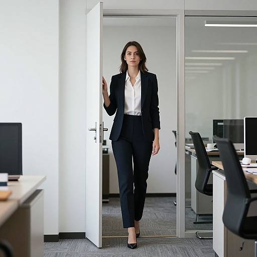 Woman Standing in Office Doorway