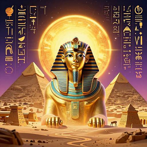 Mystical Pharaoh Neon Digital Artwork