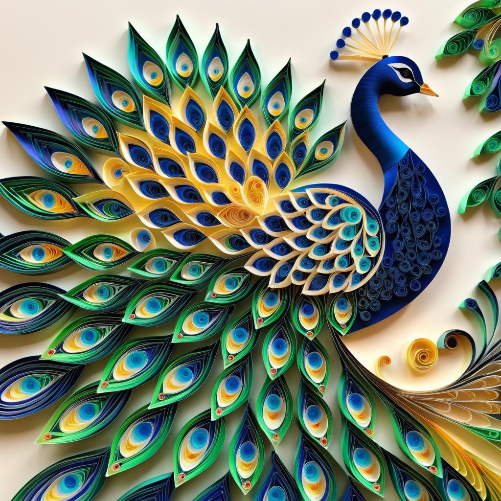 Elegant Paper Quilling Peacock Artwork