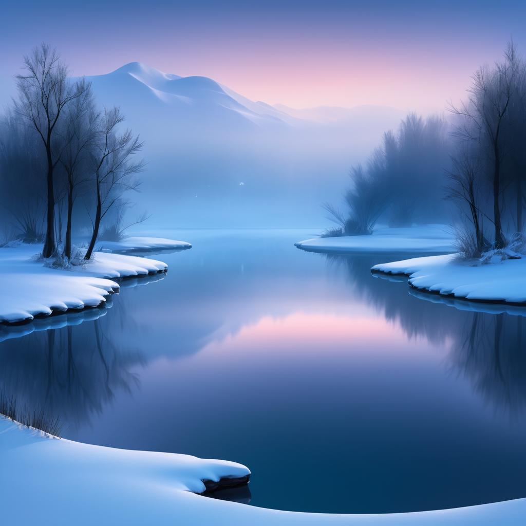 Enchanting Twilight Over a Misty Lagoon