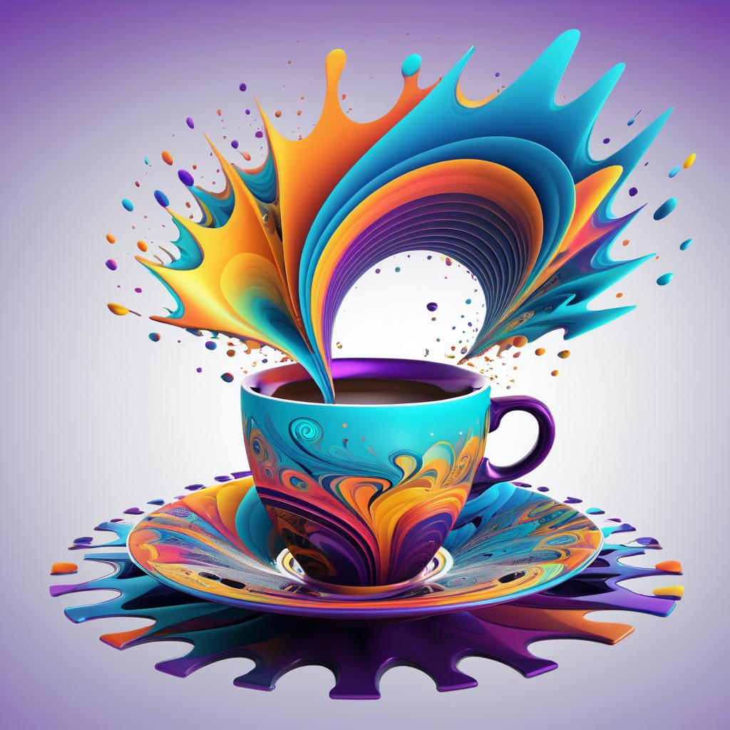 Psychedelic Levitating Coffee Cup Art