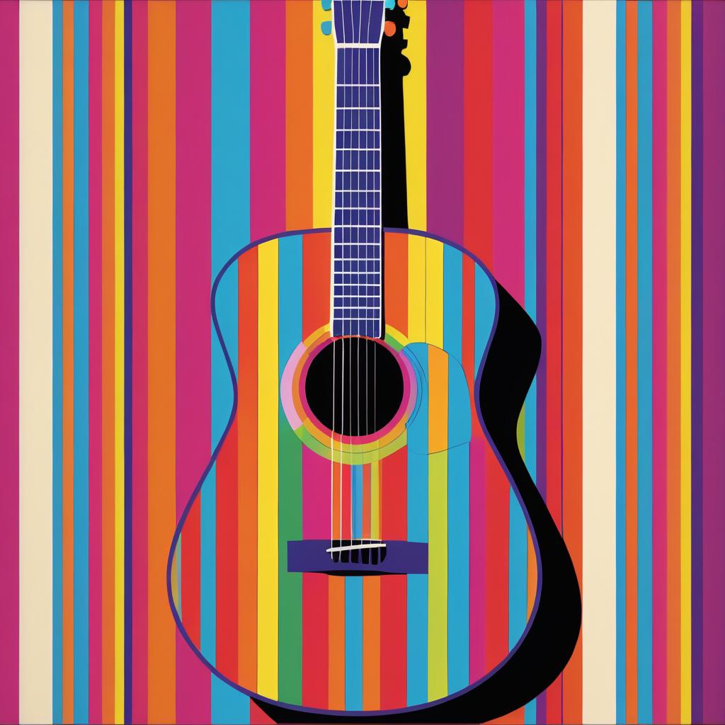 Vibrant Andy Warhol Style Guitar Artwork