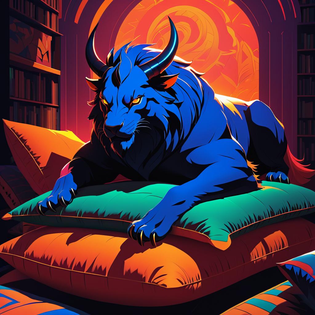 Epic Mythical Beast Portrait in Vibrant Style