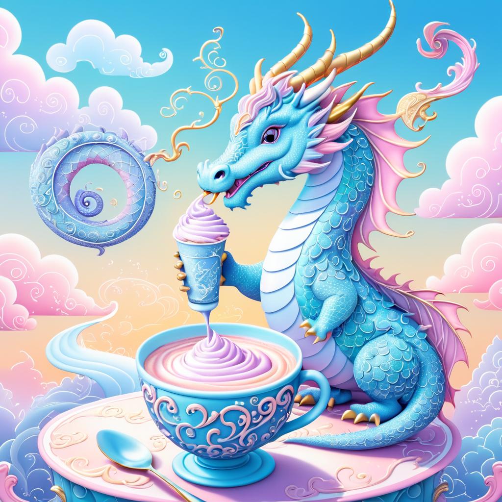 Whimsical Dragon Enjoying a Milkshake