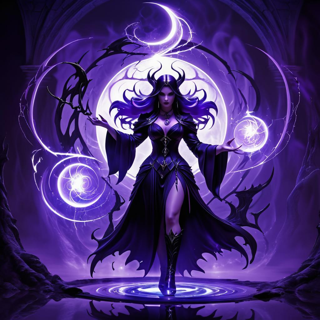 Sorceress Conjuring Dark Magic Clash