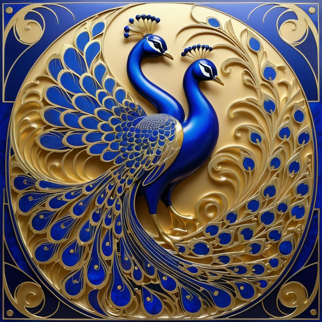 Dynamic Art Nouveau Peacock Design