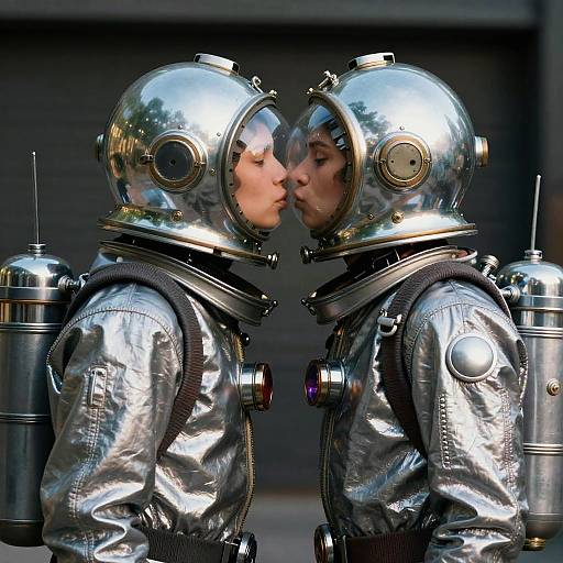 Retro Futuristic Diver Lovers Portrait
