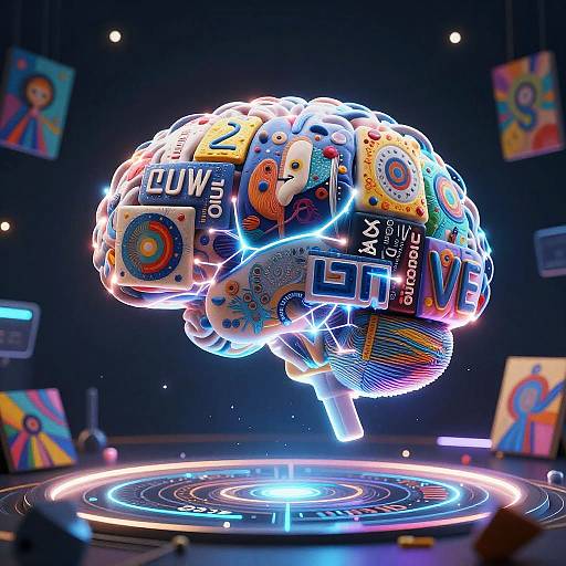 Abstract AI Brain Creating Digital Art