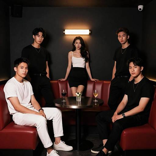 Chic Lounge Scene with Stylish Guests