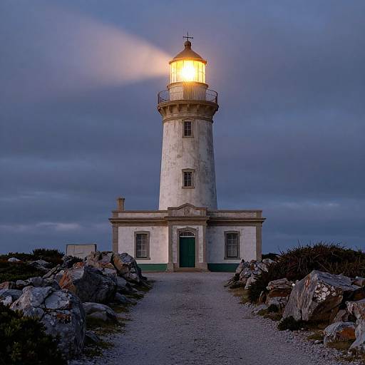 Lighthouse at Moony Twilight Sky